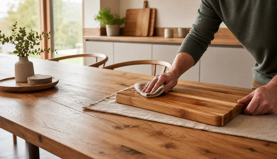Holzöl innen: Möbel, Esstisch, Arbeitsplatte und Schneidebrett ölen