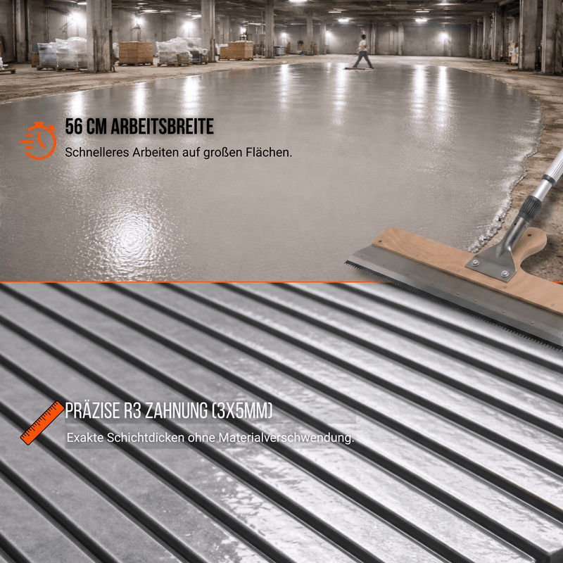 Großflächenrakel 560 mm (Stehrakel) – Zahnrakel/Standrakel mit Steckvorrichtung