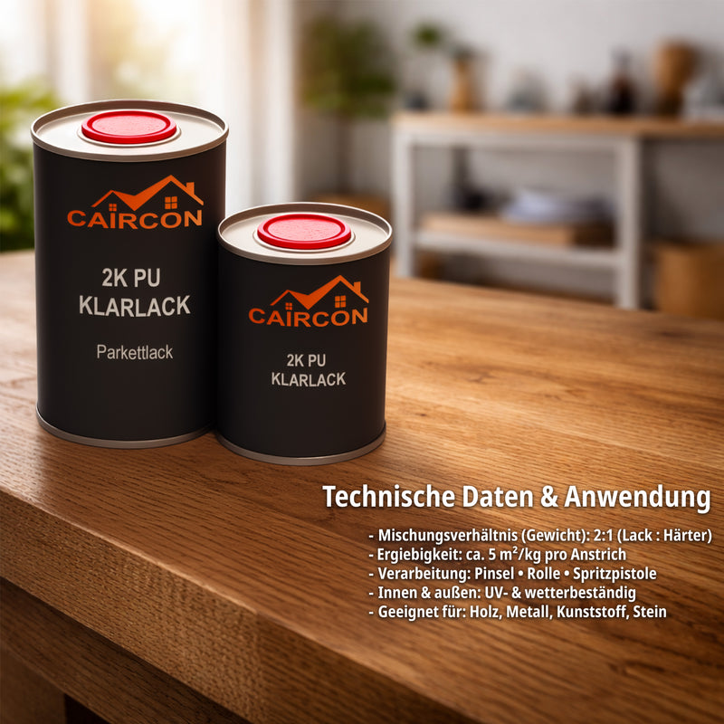 2K PU Klarlack – Polyurethanlack für Holz, Möbel, Parkett & Boot