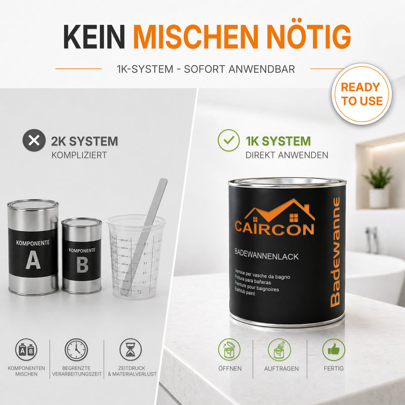 Badewannenlack Seidenglänzend für Badewannen & Sanitärflächen