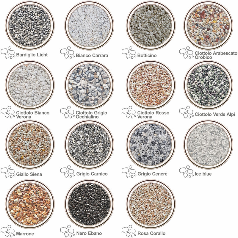 Steinteppich Außen Set inkl. Epoxidharz Bindemittel UV-fest Marmorkies 25Kg